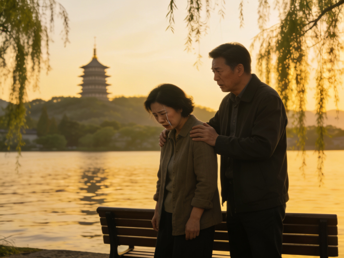 杭州西湖边的夫妻重归于好